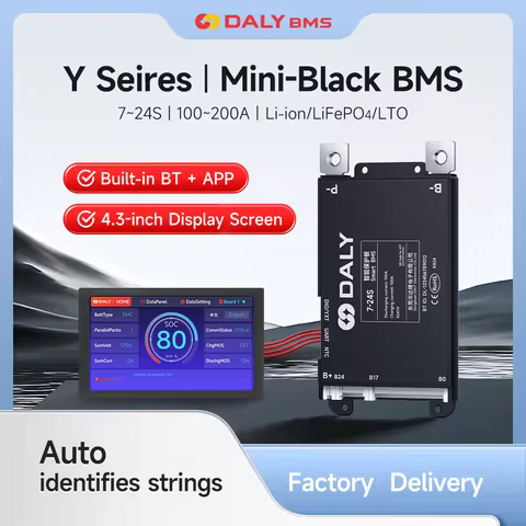 Daly Smart BMS 4.3LCD polegadas UART 4S 7S 8S 13S 14S 16S 17S 20S 24S Bluetooth integrado 100A 120A 