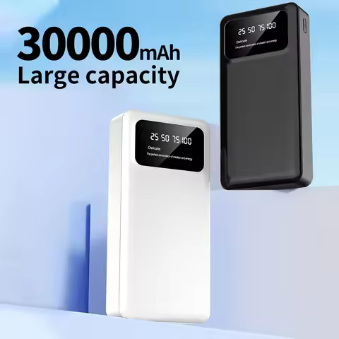 30000mAh portable high-capacity power bank with LED power display, 5V 2A output, 2 input and 2 outpu