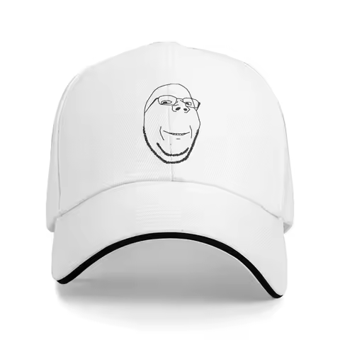 Adult Smiling Wholesome Wojak Soyjak Sandwich Hat , Hip-Hop Baseball Caps Polyester Sun Caps Breatha