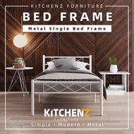 Kitchen Z Single Modern Metal Bed Frame European Style Design Satin White / Black -3VSH900W