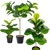 JEREMY Fake Ficus Tree, Plastic Vibrant Artificial Fiddle Leaves Fig Tree, Green Plant Large Real To