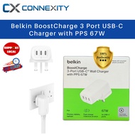 Belkin BoostCharge 3 Port USB-C Charger with PPS 67W WCC002MYWH 67W Fast Charger 3 port charger Boos