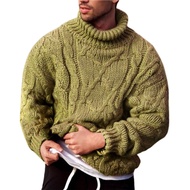 Long Sleeve Thickened Men Sweater Coarse Woolen Yarn Turtleneck Twist Ribbed Knitted Sweater for Aut