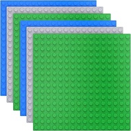 6 Large Building Plates Compatible with Duplo, Green Blue Grey Duplo Base Plate, 25.5 x 25.5 cm Dupl