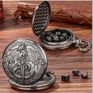 Mini Dice Set (With Free Storage Bag), Dragon Sword Pocket Watch Box, Includes 7pcs Multi-Sided D20 