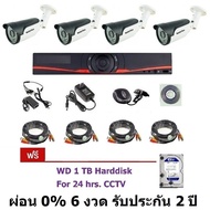 Mastersat ชุดกล้องวงจรปิด  ผ่อน 0% 10 เดือน   CCTV AHD 1 MP 720P 4 จุด พร้อมสายสำเร็จ และ HDD 1 TB  