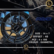 RAYS 16x7 ET40 4x100 Gunmetal