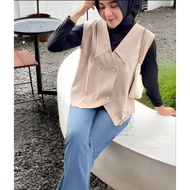 Evi Vest Basic Vest Wanita - Evi Vest Casual Crop Sleeve Top Vest