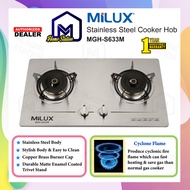 Milux 2 Burner Stainless Steel Gas Cooker Hob Dapur Gas Built-in Cabinat Dapur Gas Tanam Kabinet MGH