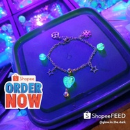 DIY PANDORA & CRYSTAL GLOW IN THE DARK BRACELET 100%ORIGINAL STAINLESS STEEL LUMINOUS BANGLE高档水晶不锈钢手