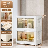 廚房碗碟收納置物架 雙層碗櫃帶蓋防塵大容量碗盤瀝水餐具收納架（平行進口）（快遞送貨上門）