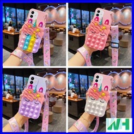 Huawei P20,P20 Pro,P20 Lite/Nova 3E,Mate 10,10 Pro,Nova 3,Nova 3i,Nova 2i,Nova 2 Lite,Lite,Y9 2018,Y7 2018 Unicorn POP It Bubble Silicone Bag Case +Strap