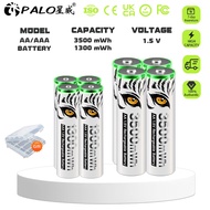 PALO 1.5v constant voltage AA/AAA rechargeable battery high capacity lithium battery 3500mwh 1300mwh