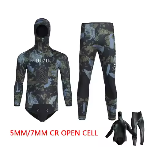 5MM / 7MM Spearfishing Wetsuit OUZO CR Open Cell Diving Suit Hooded Warm Free Diving Suit Scuba Divi