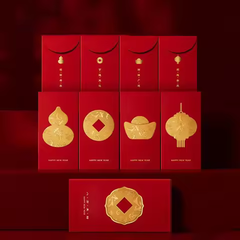 5/6/8pcs New Year Blessing Paper Red Envelope Traditional Cartoon Red Packet Creative Hot Stamping L