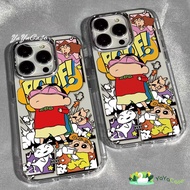For iPhone11 13 Case Iphone 14 15 12 pro Max 7 8 14 15 Plus X XR XS Cool Shin chan Transparent Metal