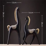 European-Style Pingbu Qingyun Lucky Horse Resin Crafts Living Room TV Cabinet Wine Cabinet Decoratio