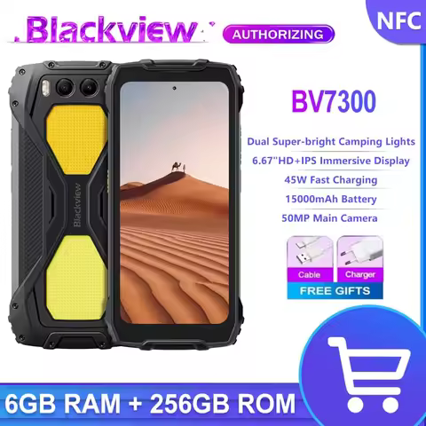 Blackview BV7300 Rugged Phone 6.67'' HD+ IPS 90Hz Display Dual Camping Light NFC 15000mAh 45W Fast C