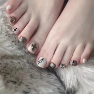 press on nails J89-Cross Crow Heart Wear Toenail Finished Product Flash Diamond Foot Manicure Sticke