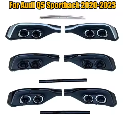 For Audi Q5 Sportback 2020-2023 Car Rear Bumper Lip Splitter Diffuser Cover With Exhaust Tips Rear B