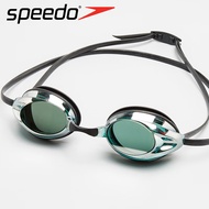 速比涛(Speedo)Speedo泳镜小框泳镜高清防雾防水训练泳镜竞速游泳 黑色不镀 平光 湖蓝镀银 平光