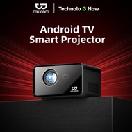 GOOJODOQ 1080P Projector Supports 4K 600ANSI 300" Auto Focus & Keystone Google Voice Assistant Suppo