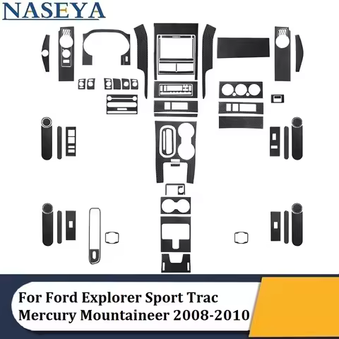 For Ford Explorer Sport Trac Mercury Mountaineer 2008-2010 Carbon Fiber Black Stickers Car Interior 