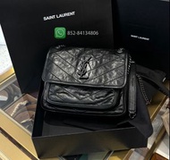 🔥 99 新✨全港最平 ‼️正品任驗 ‼️ YSL Saint Laurent Niki Baby 633160 小號 黑銀油蠟皮💖👏現貨 正品任驗 #女裝包# 包包 #crossbody bag #
