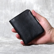 Genuine Leather Wallet - Handmade Cowhide Thin Wallet for Men