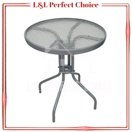 LL PERFECT Indoor Outdoor Table / Balcony Luxury Round Tempered Glass Table/ Meja Kaca Balcony