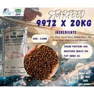 9972 [20 KG] PELLET MAKANAN IKAN TIMBUL | MAKANAN IKAN STARFEED PROTEIN TINGGI | SIAKAP KERAPU