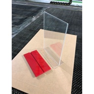 A5 menu mica shelf, A5 standee with red base, menu