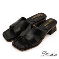 FM SHOES Fashionable Modified High Heel Slippers Black