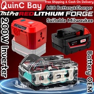 OEM Battery M18 Milwaukee FUEL RED FORGE Bateri Charger Inverter 200W Power Bank Bluetooth Speaker