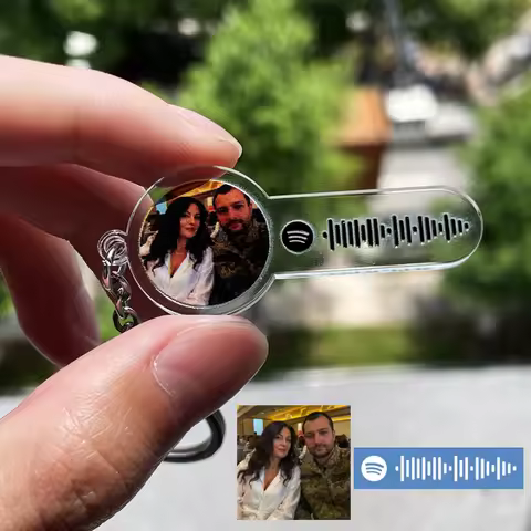 Couples Photo Customized Spotify Code Keychain Personalization Acrylic Custom Song Code Keychain Val
