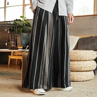 Streetwear Men’s Wied Leg Pants 2023 Striped Man Casual Loose Cotton Linen Trousers Male High Quality Jogger Sweatpants 3XL