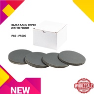 ABRASIVE MALL WATERPROOF SAND PAPER 5" 5INCH 125CM BLACK SAND VELCO DISC ROUND TYPE SANDING DISC