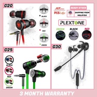 [READY STOCK] Plextone G20 G25 G30 Gaming Headphone Stereo Bass Earphone Sport PUBG Earbuds Mic Mobi