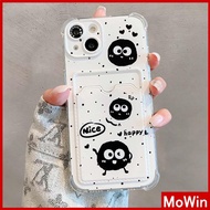 Mowin - For iPhone 15 Pro Max iPhone 11 Case Card Case TPU Soft Clear Case Card Storage Airbag Shockproof Cute Little Briquettes Compatible With iPhone 14 13 12 11 Pro Max Plus XR