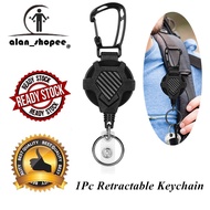 1Pc Retractable Keychain Badge Reel Heavy Duty Carabiner Badge Holder Tactical ID Badge Reel with St