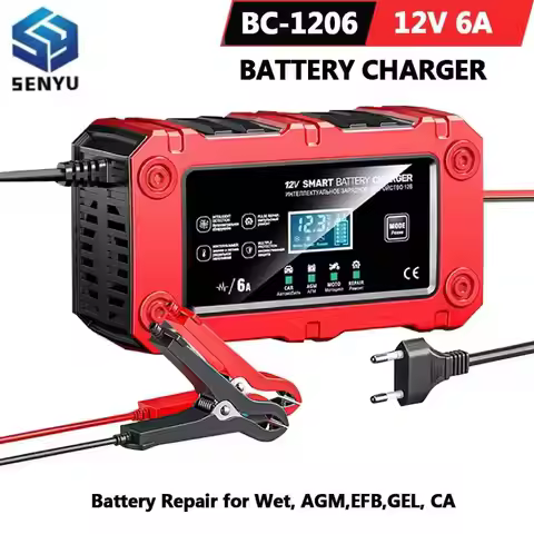 12V 6A Car Automatic Smart Battery Charger for Car Motorcycle Battery Repair With LCD Display for Le