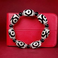 Gelang Jed Agate Dzi Beads Consecrated Three-Eyed Dzi Beads Dzi Beads Bracelet Bracelet Natural Blac