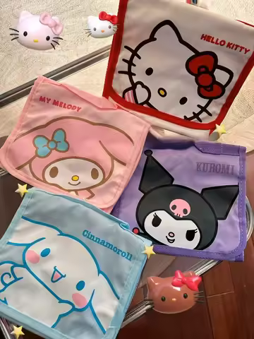 Cute Kawaii HK Large Capacity Folding Cartoon Makeup Bag Cute Travel Portable Cosmetics Brush Storag