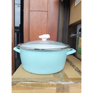 Dutch oven thick enamel pan with glass lid 28cm