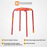 Homedoki Meatball Bench / Dining Bench Cafe Bench Small Iron Bench Chair/ Stackable Chair/