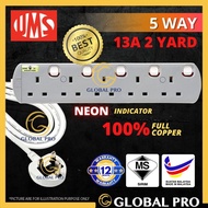 SIRIM UMS 8513-N 5 Way Extension Cord Plug 3 Pin Socket Extension Plug Trailing Socket Wayar Extensi