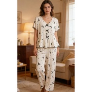 Women's Sleepwear Set - Printed Lace Texture | Ideal for Nights & Leisure