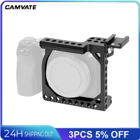 CAMVATE Camera Cage Rig With Removable Shoe Mount Adapter& NATO Safety Rail For Sony A6000/A6300/A64