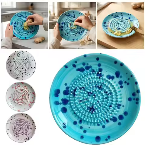 Japanese Style Splashed Ink Ceramic Grinder Auxiliary Food Grinding Bowl Manual Grinder Garlic Grind