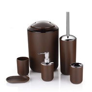 Six-piece bathroom accessory set, toothbrush holder, tooth cup, soap dispenser, soap box, toilet brush and trash can Drop Ship